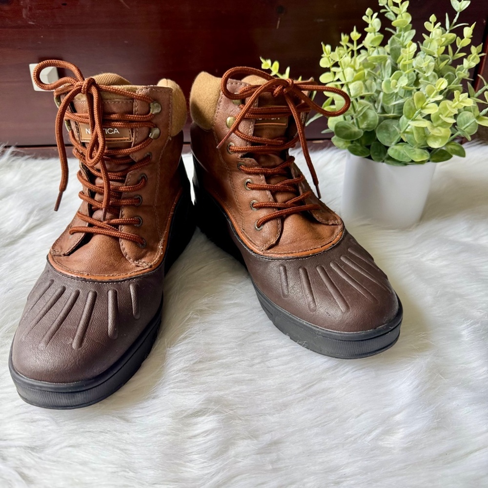 Nautica Waterproof Insulated Duck Lace-Up Brown Cold Weather Snow Boots Size 10 - Picture 14 of 14